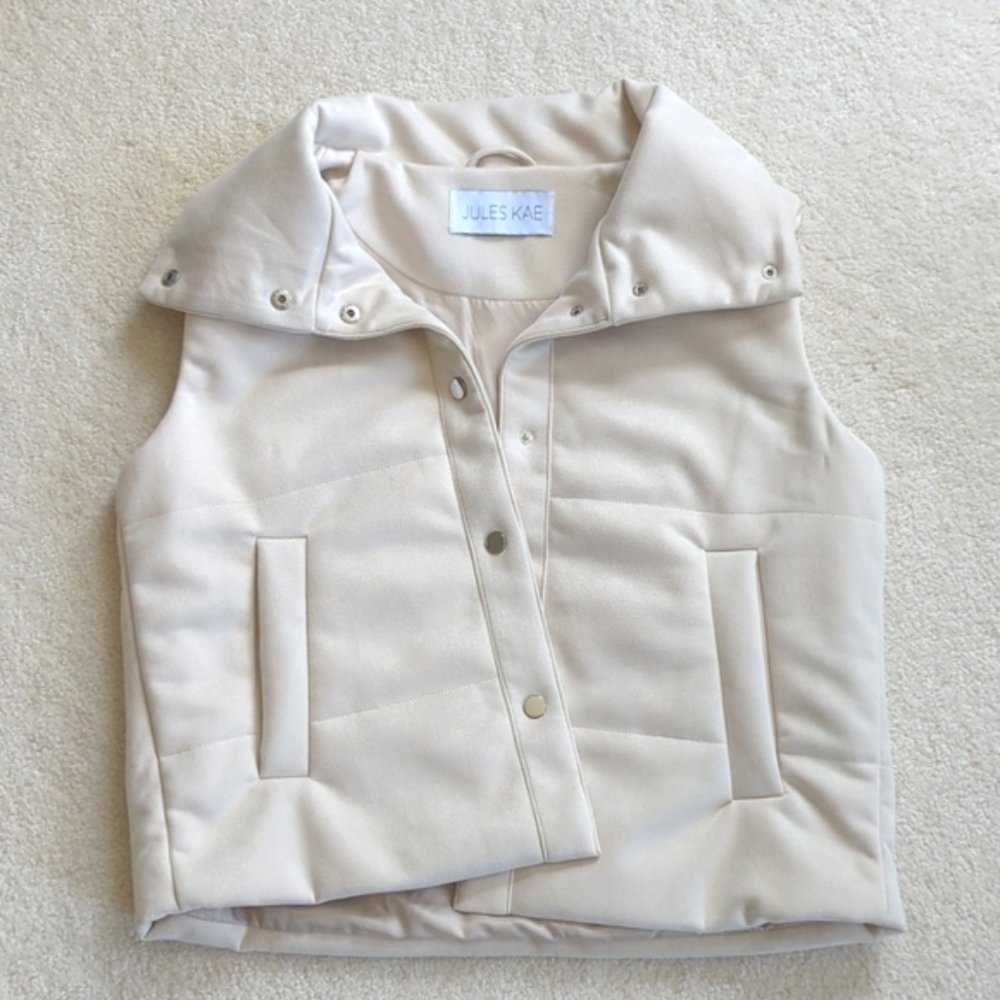 Jules Kae Vegan Suede Puffer Vest, Size S, Like New (Worn Once)